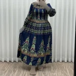 پیراهن ساحلی زنانه کریشه سرمهای فری سایز تا 52 بنددار چهارفصل شیک و راحت بدون سایه اندازی - Image 3