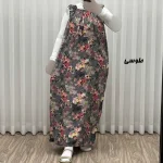 پیراهن ساحلی زنانه نخی آستین حلقه طرح گل یخی فری سایز مناسب تا 52