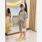 ست شومیز و شلوارک دخترانه مدل گره ای طرح سوفیا سایز 2 تا 9 سال - Image 3