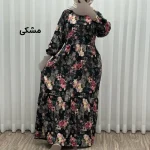 پیراهن ساحلی زنانه مدل گل یخی جنس ابرباد فری سایز مناسب تا 44