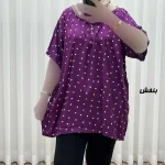 تیشرت نخی زنانه طرح قلبی فری سایز مناسب تا سایز 54 - Image 5