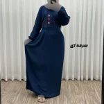 پیراهن ساحلی نخی گلدوزی شده زنانه و دخترانه فری سایز تا 46 با کمربند - Image 7