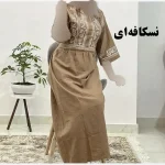 پیراهن زنانه لینن طرح مایا فری سایز مناسب تا 48 با کمربند - تصویر 11