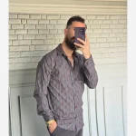 پیراهن آستین بلند مردانه نخی سایز M تا XXL رنگی - Image 7