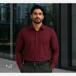 پیراهن مردانه آستین بلند داکرون قواره آزاد رنگ ثابت سایز L تا 2XL - تصویر 3