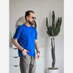 تیشرت مردانه آستین کوتاه پنبهای یقه کش خنک و لطیف رنگ مشکی و سفید - Image 4