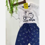 ست تیشرت و شلوارک پسرانه طرح وسپا کد 4361 جنس پنبه و کتان کاغذی - Image 2