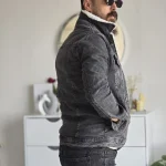 کت جین خزدار زنانه تمام کش رنگ مشکی ذغالی سایز L تا XXXL - Image 6
