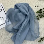 شال حریر کاغذی قواره بزرگ 70 در 230 سانتیمتر بدون لغزش از روی سر - Image 6