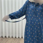 پیراهن ساحلی نخی گلدار زنانه و دخترانه فری سایز مناسب تا 44 با کمربند - تصویر 5