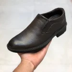 کفش چرم مردانه قهوهای سوخته کلاسیک راحتی طبی - Image 3