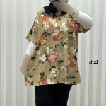 تیشرت نخی زنانه و دخترانه دکمه دار چهارفصل سایز بزرگ - Image 2