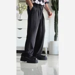 شلوار بگ پارچه ای زنانه مدل پیله دار جنس کاترین رنگ مشکی سایز L تا 3XL - Image 5