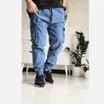 شلوار شش جیب مردانه پارچه نیل سایز 50 تا 60 رنگ طوسی مشکی سبز - Image 5