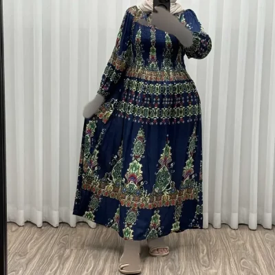 پیراهن ساحلی زنانه کریشه سرمهای فری سایز تا 52 بنددار چهارفصل شیک و راحت بدون سایه اندازی