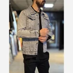 کت جین مردانه رنگ ذغالی پارچه ترک بدون کش و سنگین - Image 5