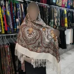 روسری ترکمنی اصل پشمی ریشه ابریشم قواره بزرگ مناسب پاییز زمستان بهار - Image 2