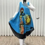 پیراهن ساحلی زنانه نخی فری سایز مناسب تا سایز 52 - Image 5