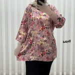بلوز زنانه نخی مدل گل یخی فری سایز مناسب تا سایز 54 - Image 2