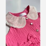 ست دو تکه تابستانه دخترانه تاپ و شلوارک جنس اطلس سایز 1 تا 7 سال رنگ صورتی و سبز - Image 10