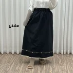 دامن لینن نچرال گلدوزی شده زنانه فری سایز مناسب تا 46 - تصویر 6