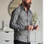 پیراهن آستین بلند مردانه نخی سایز M تا XXL رنگی - Image 10