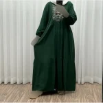 پیراهن ساحلی نخی زنانه مدل آیدا فری سایز مناسب تا 50 با کمربند - تصویر 4