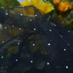 مینی اسکارف مجلسی نگین دار دور دانتل تل دار زنانه سایز 70×70 مشکی - تصویر 5