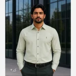 پیراهن مردانه آستین بلند داکرون قواره آزاد رنگ ثابت سایز L تا 2XL - تصویر 5