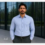 پیراهن مردانه آستین بلند داکرون قواره آزاد رنگ ثابت سایز L تا 2XL - تصویر 6