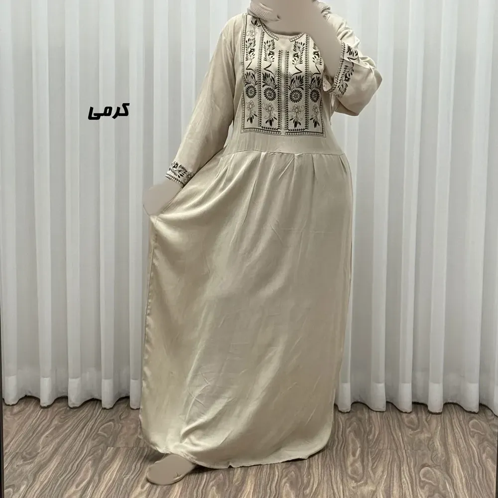 dad548fb-97b8-4d80-8ac6-8fa67820d2fb پیراهن ساحلی نخی زنانه مدل الهه فری سایز مناسب تا 44 با کمربند - Image 1