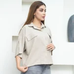 شومیز باکسی زنانه و نوجوان آستین سه ربع جنس صوفیا آبشاری - Image 10