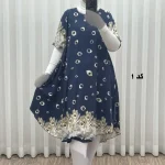 پیراهن ساحلی زنانه نخی آستین کوتاه فری سایز مناسب تا سایز 52