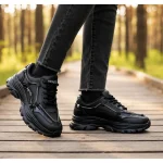 کفش کتونی اسپرت لژدار زنانه مدل کنزو رنگ مشکی چرم صنعتی - تصویر 2