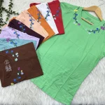 تیشرت زنانه نخ پنبه گلدوزی شده وارداتی کد 1863 - Image 3
