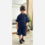 ست دو تکه بلوز و شلوارک لینن اسپرت دخترانه و پسرانه سایز 2 تا 8 سال - Image 5