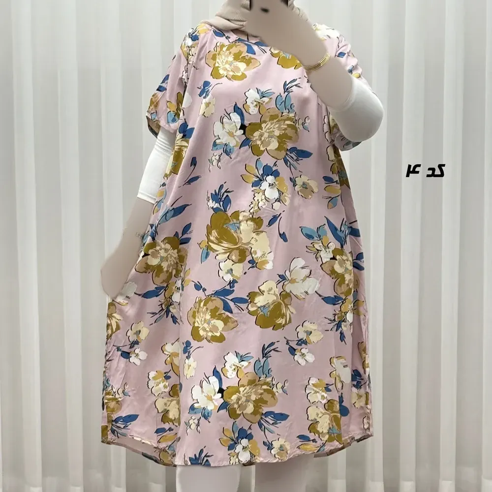 ed275e4d-b95a-4c4e-ba66-610e0c8b58d1 پیراهن ساحلی زنانه آستین کوتاه نخی خارجی فری سایز مناسب تا سایز 52 - Image 1