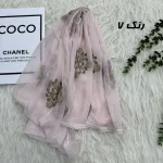 شال وارداتی مجلسی نگینی حریر دانتل - تصویر 11
