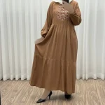 پیراهن ساحلی نخی زنانه مدل آیدا فری سایز مناسب تا 50 با کمربند - تصویر 8
