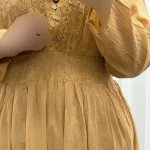 پیراهن ساحلی زنانه آستین بلند نخی تافته فری سایز مدل سلن دکمه دار آستردار - Image 10