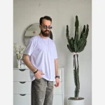 تیشرت مردانه آستین کوتاه پنبهای یقه کش خنک و لطیف رنگ مشکی و سفید - Image 2