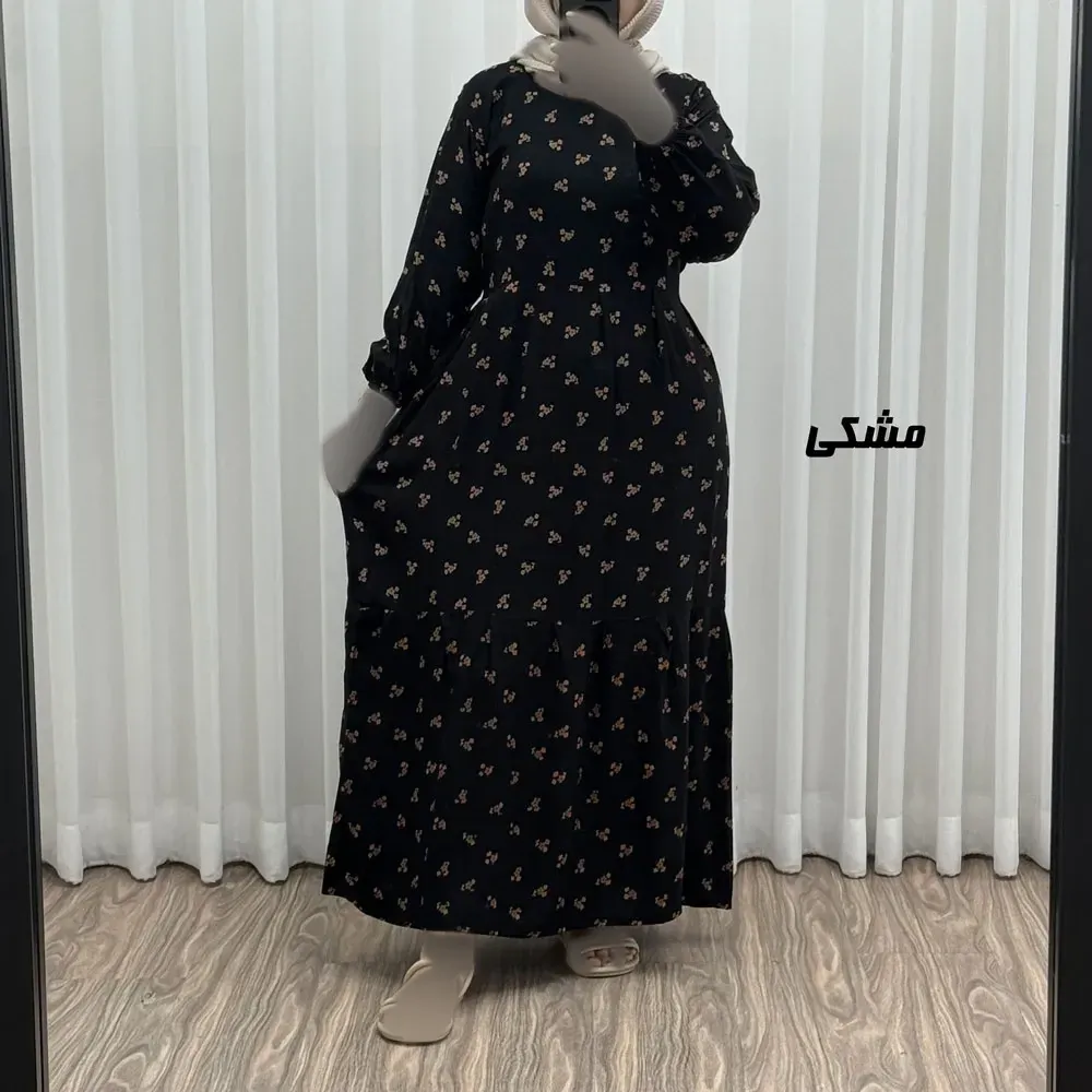 f85635f2-a91c-4c7a-9aec-6a8b7e582c2d پیراهن ساحلی نخی گلدار زنانه و دخترانه فری سایز مناسب تا 44 با کمربند - تصویر 1