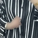 بلوز نخی راه راه زنانه جلو دکمه فری سایز مناسب تا سایز 50 - Image 9