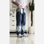 شلوار بگ مردانه پارچه وارداتی طرح دار رنگ شست کثیف سایز 40 تا 48 - Image 6