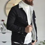 کت جین خزدار زنانه تمام کش رنگ مشکی ذغالی سایز L تا XXXL - Image 11