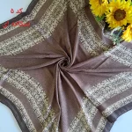 روسری زنانه نخی طرح حاشیه دار قواره 100 سانتیمتر - تصویر 3