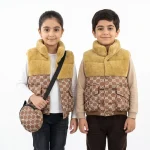 پافر بچه گانه بالا خز قهوه ای باکسی شمعی