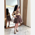 پیراهن دخترانه مجلسی ست بلوز و دامن مخمل 2 تا 13 سال - تصویر 12