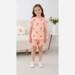 ست کراپ و شلوارک دخترانه پنبه ای خنک سایز 2 تا 9 سال - تصویر 3