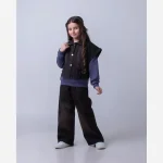 ست سه تیکه ژیله و شلوار جین دخترانه بلوز پنبه دورس - تصویر 3
